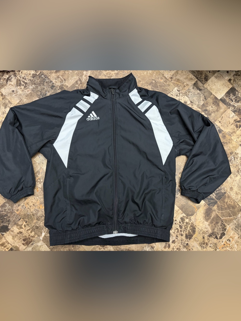 adidas Black and White Kids Zip-Front Track Jacket